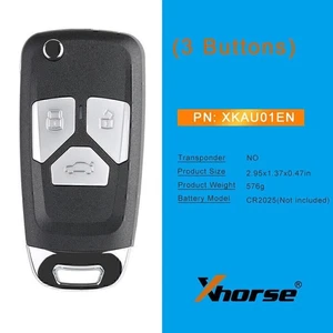 Llave remota de cable universal Xhorse 5 piezas apta para Audi tipo abatible 3 botones XKAU01EN - Imagen 1 de 7
