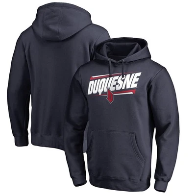 Men's Navy Duquesne Dukes Double Bar Pullover Hoodie - Image 1 of 3