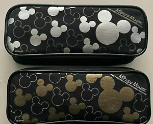 NEW Disney Mickey Mouse Pencil Case Zippered Pouch Holder Bag Gold,Silver  - Picture 1 of 4