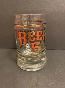 Vintage Culver Beer Stein Glass Mug 5 Cents Gold Lettering 1970's - Picture 1 of 5