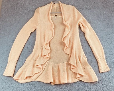 Free People Sweater Womens Size Small Cardigan Ruffle Boho Open Front EXC - Image 1 of 4