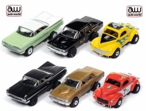 SC408 Auto World HO Scale slot Cars 2024 Rel. 2 Cars N Coffee 6 Car Set IN STOCK - Picture 1 of 22