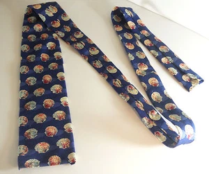 Relax by Tommy Bahama Seashell Print Mens Silk Tie Blue Background Squared Ends - Picture 1 of 12