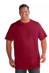 New Kingsize Men's T-Shirt Big & Tall 8x Big Lightweight Crew N Maroon Pocket T - Picture 1 of 6