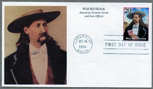 WILD BILL HICKOK LAWMAN LEGENDS OF THE WEST 1994 PREMIUM MYSTIC CACHET FDC UNADD - Picture 1 of 2
