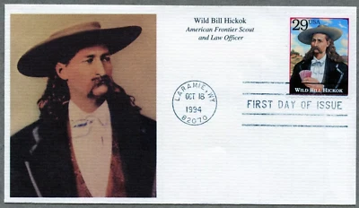 WILD BILL HICKOK LAWMAN LEGENDS OF THE WEST 1994 PREMIUM MYSTIC CACHET FDC UNADD - Image 1 of 2