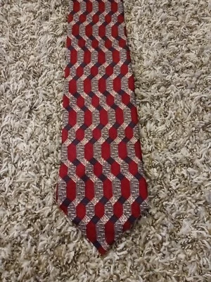 Corbata Gordon & Ferguson Cuello Adulto Hombre Roja Geométrica 100% Seda Hecha en EE. UU. Foto 1 de 4