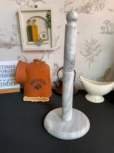 Soporte toallero de papel mármol gris macizo genuino vintage años 80 3 piezas 12,5”. - Imagen 1 de 6