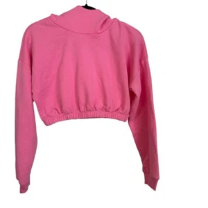 Naked Wardrobe Damen Hot Pink Cropped Langarm Kapuzen Sweatshirt Gr. S Neu ohne Etikett - Bild 1 von 6