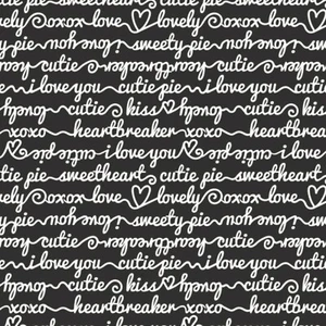 Words of Affection Black Premium Quality 100% Cotton Sold by The Yard - Picture 1 of 1