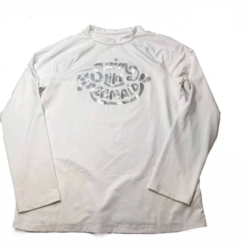 猫和杰克白色长袖防撞游泳衬衫银色像美人鱼一样游泳 XL — 第 1/4 张图片