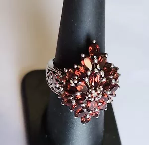Garnet Cluster Ring 6.40 Carats - Size7 - Picture 1 of 5