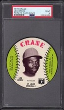 1976 Lou Brock Crane Potato Chips Discs Baseball Card Graded PSA 9 Mint (MT) 