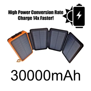 iPhone 4 Panel Solar Charger Power Bank Pack 30000mAh 2 USB Port 14x Fast Charge - Picture 1 of 11