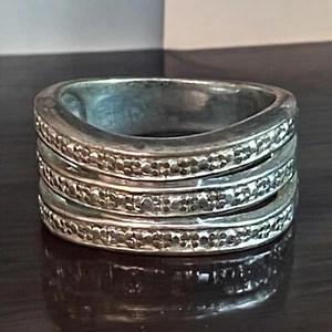 Custume Fashion Sparkly SilverColored W/white Simulated Gemstones Size 8 Unisex - Picture 1 of 5