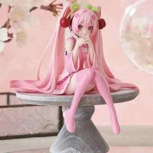 Figura Anime Hatsune Miku Vestido Rosa Postura Sentada PVC Modelo Juguetes de Acción - Imagen 1 de 12