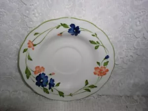 Piattino/piatto tazza da tè provinciale Nikko bordeaux blu fiori arancioni 6" - Foto 1 di 3