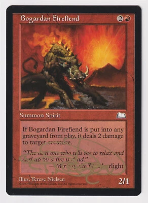 Gold Signed Bogardan Firefiend MP Weatherlight Artist Terese Nielsen MTG Magic! - Image 1 of 2