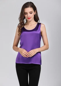 Women's 100% Pure Silk Classical Tank Top Camisole Sleeveless Vest Shirt Colors - Picture 1 of 27