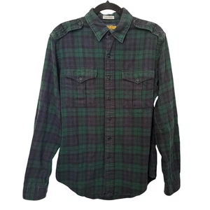 Ralph Lauren Rugby Vintage Flanell 100% Baumwolle Navy/Grün Knopfleiste Langarm - M - Bild 1 von 4