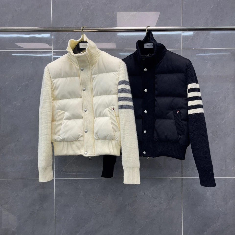 Thom Browne Women's Autumn New Classic Striped Wool Stand-up Collar Down Jacket - Image 1 of 4