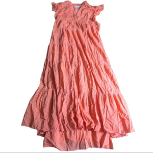 Sundance Fully Lined Boho Crinkle Cotton Tiered Henley Ruffle Maxi Dress NWT - Picture 1 of 5