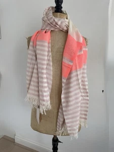 Neon Coral Summer Scarf Stylesnob Copenhagen Light Cotton Modal RRP £59 - Picture 1 of 7