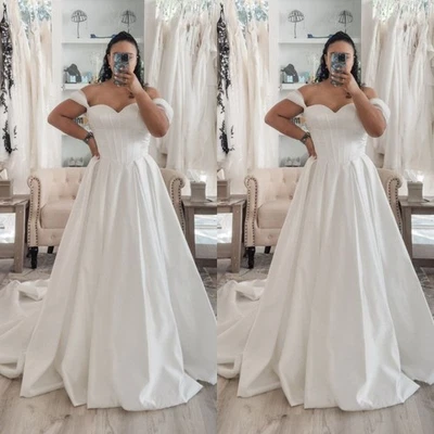 Простые свадебные платья с плеча кружева аппликации плюс размер свадебное платье - Изображение 1 из 4