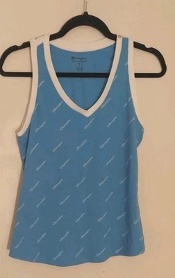 Champion Heritage Logo Print Cotton Tank Top Blue Womens Size M - Image 1 of 4