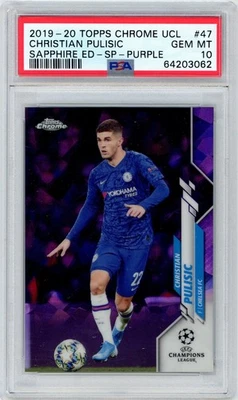 2019-20 Topps Chrome CHRISTIAN PULISIC /25 Purple SP Sapphire Edition PSA 10 N82 - Image 1 of 3
