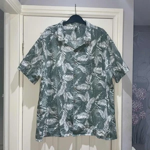 Coofandy mens sage green short sleeve tropical summer cotton funky shirt XXL - Picture 1 of 7