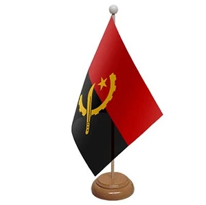 ANGOLA TABLE FLAG 9"X6" WITH WOODEN BASE FLAGS - Picture 1 of 1