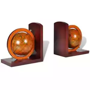 vidaXL Bookstand World Map Globe Bookend Classic A Pair - Picture 1 of 5