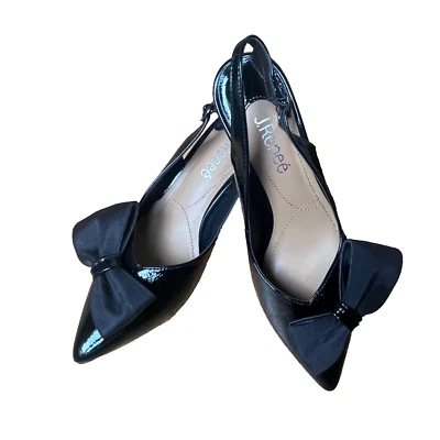J. Renee Women's Devika Patent Slingback Bow Pumps Ankle Strap Black Size 7.5 M - Image 1 of 4
