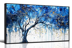 Blue Tree Wall Art for Bedroom - Modern Art Work for Wall Decor Living Room -... - Picture 1 of 7