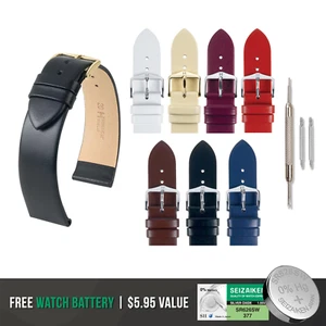 HIRSCH Wild Calf Smooth Calf Leather Watch Strap + Bonus Battery - Picture 1 of 52