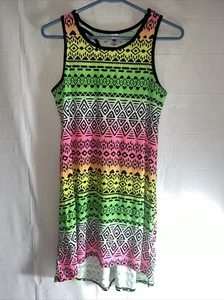 Total Girl TG Brand~Girls Dress~neon Colors Geo Pattern~Size XL~18 1/2 - Picture 1 of 10