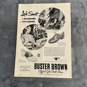 Buster Brown Saddle Parade Dress Shoes Girl Scout Look Smart Print Ad 1956 - Picture 1 of 8