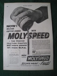 MOLYSPEED SLOWS WEAR FAST CAPTIVE POWER FRICTION 1959 ADVERT A4 SIZE FILE 17 - Picture 1 of 1
