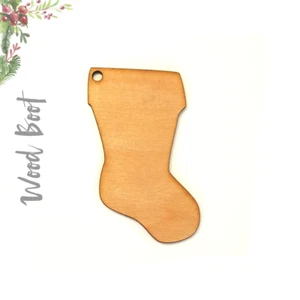 25 HOLZ WEIHNACHTSSCHMUCK LEER STIEFEL 3/16" DICK (GRÖSSE WÄHLBAR) - Bild 1 von 3