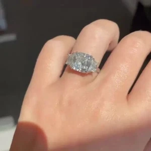 5 ctw Created Princess Cut Diamond Women's Engagement Ring 14k White Gold Plated - Picture 1 of 4