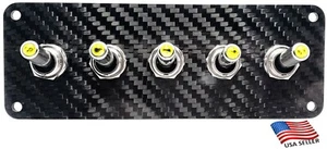 5 Hole Real Carbon Fiber Panel w/ 5 YELLOW LED Toggle Switches 5.5" X 2" - Picture 1 of 8