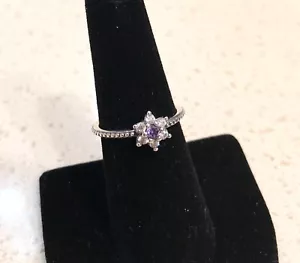 Pandora Forget Me Not, Purple & Clear CZ Ring 190990ACZ +HINGED BOX+POLISH CLOTH - Picture 1 of 7