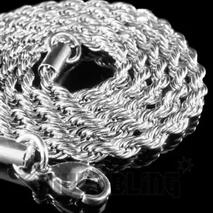 18 Karat weiß vergoldete Seilkette Edelstahl Link Herren Hip-Hop Halskette - Bild 1 von 5