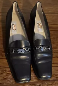 MOCASSINO TALBOTS PUNTA QUADRATA SLIP ON FIBBIA SCARPA PELLE NERO ITALIA 8M USATO IN OTTIME CONDIZIONI - Foto 1 di 12