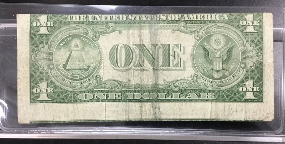 1935 $1 Silver Certificate Misaligned Error Off Center Reverse No Motto Variety - Image 1 of 4