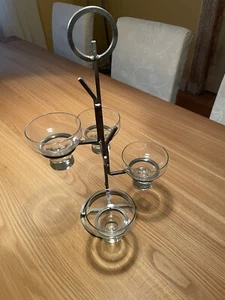 dänischer Design-Kerzenständer 4er Eisen Glas Adventskranz H 43,5cm - Bild 1 von 4