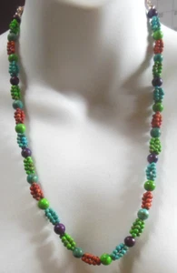 Jay King DTR 925 Silver Turquoise Coral & Purple Bead Necklace 22" - Picture 1 of 2