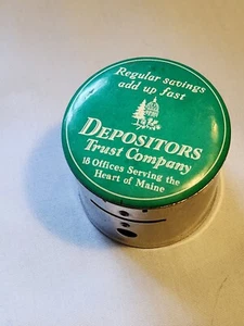 Vintage ""DEPOSITOR'S TRUST COMPANY"" STILL BANK - TANNENSTIL - ZELLULOID & METALL - Bild 1 von 7