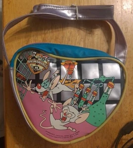 Vintage 1995 Warner Bros Pinky & the Brain Vinyl Purse w/Strap Bag Animaniacs - Picture 1 of 2